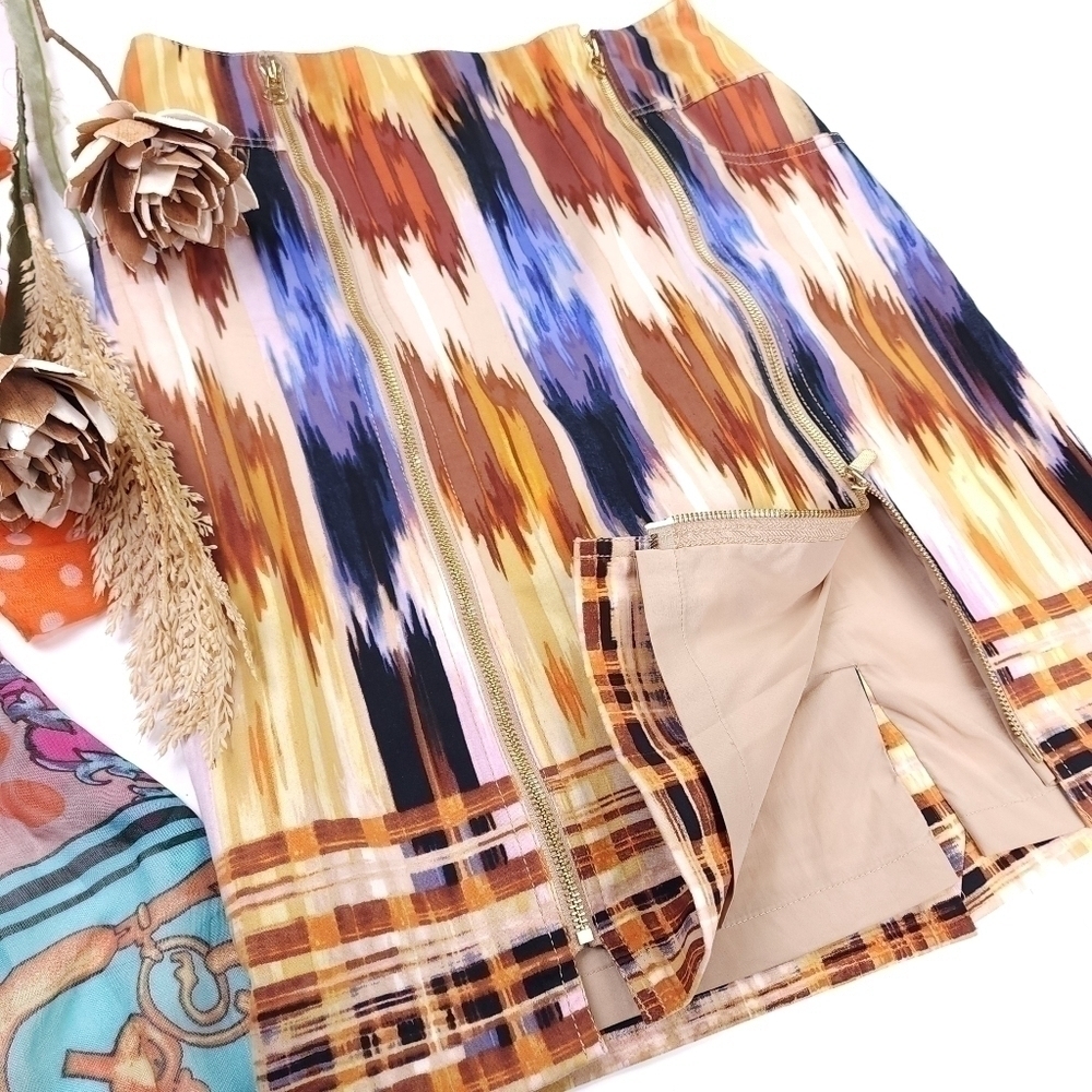 Etcetera Multicolored Double Gold Front Zipper Sk… - image 2